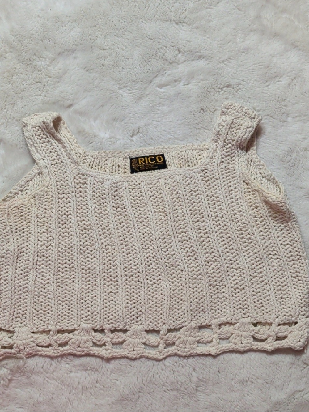 Rico knit hand crocheted crop tank